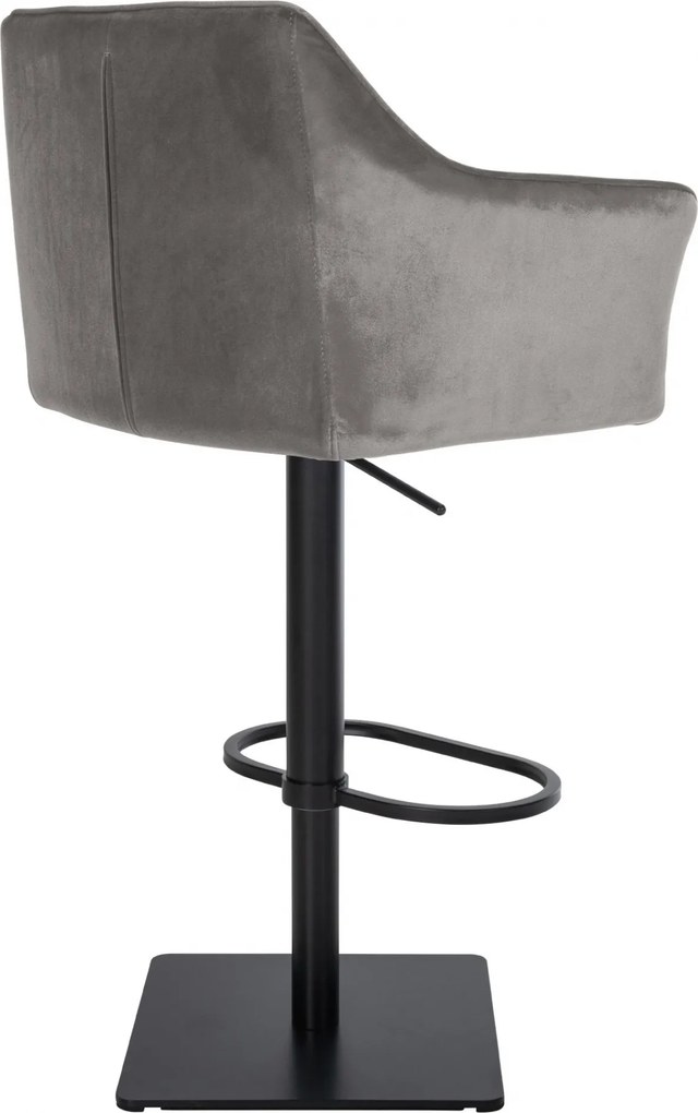 Barová stolička Damaso B - zamat, čierny rám - Sivá