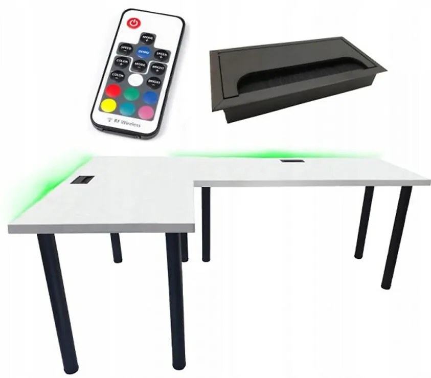 Písací Stôl Roh. Top Biely 202x136x2,8 Model 2