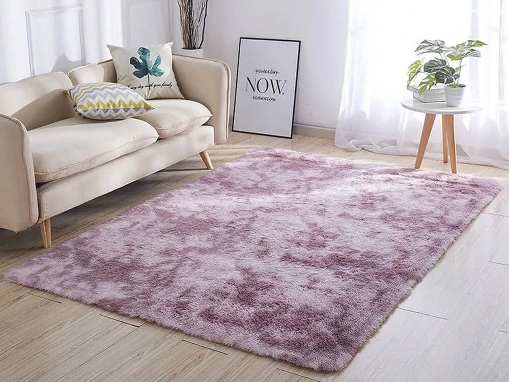 TZ Ružový obdĺžnikový shaggy koberec Ombre Rozmer: 200x200 cm