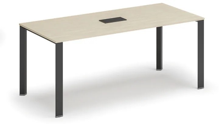 Stôl INFINITY 1800 x 900 x 750, breza + stolová zásuvka TYP III, čierna