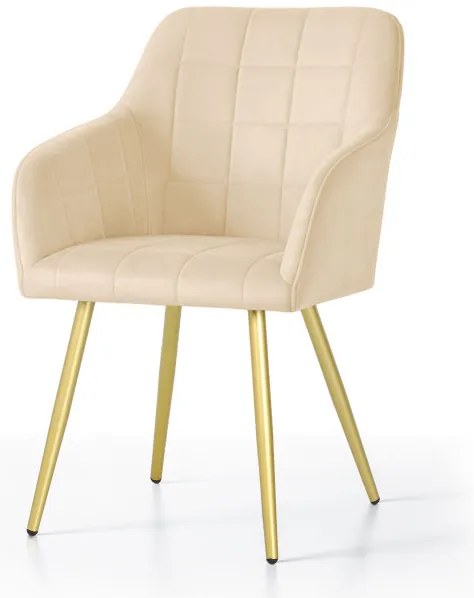Sada dvoch jedálenských stoličiek LUXANO zamatové, béžové / zlaté nohy (2 ks)
