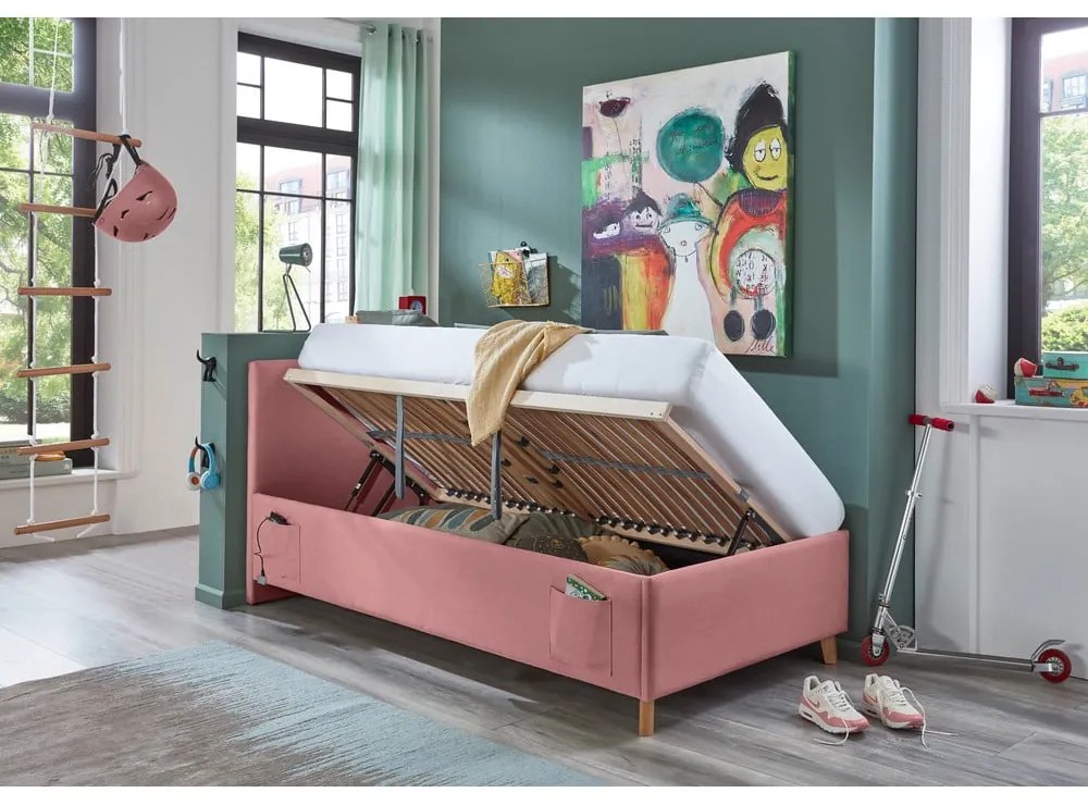Ružová detská posteľ s úložným priestorom 90x200 cm Cool – Meise Möbel
