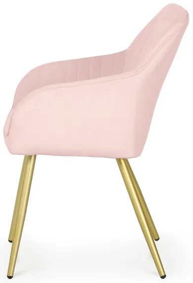 Sada dvoch jedálenských stoličiek FLORENCE zamatové, ružové / zlaté nohy (2 ks)