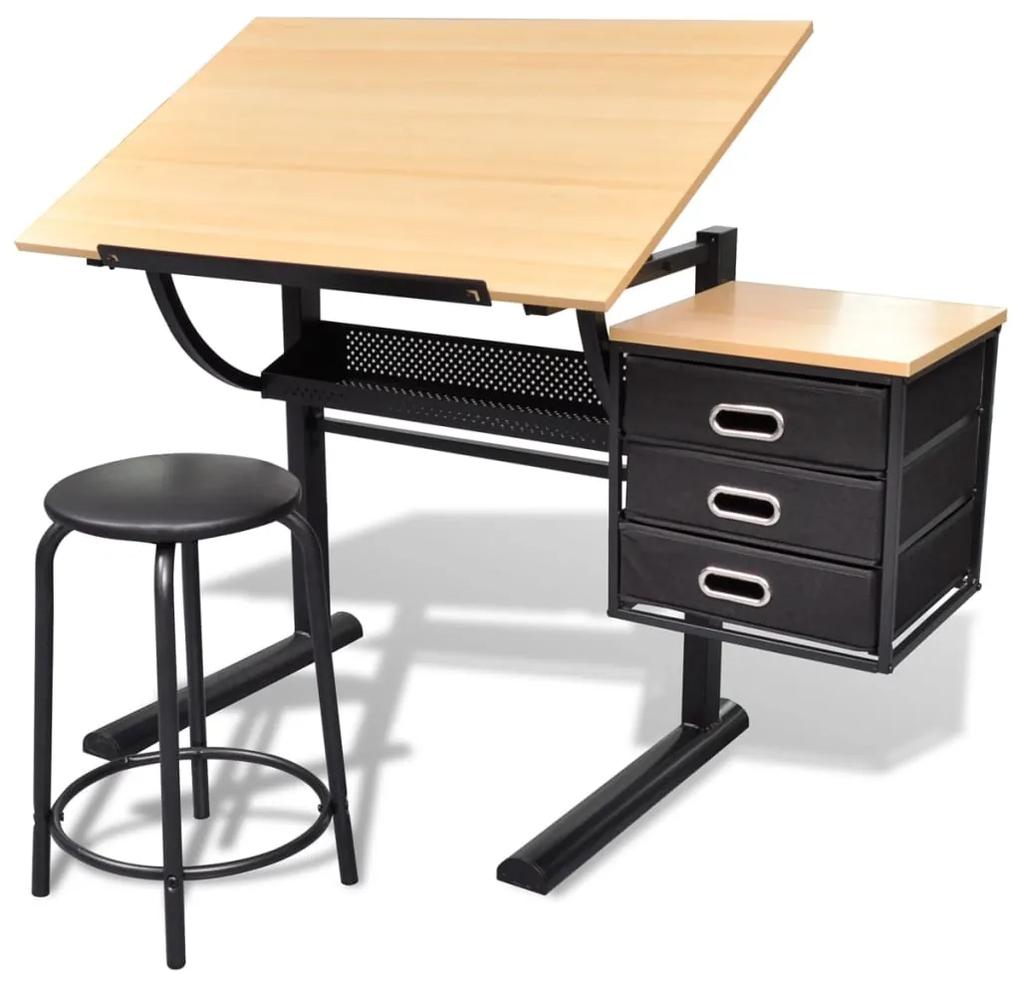vidaXL Stôl na kreslenie so sklopnou doskou a stoličkou