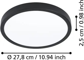 Eglo 901299-LED Stropné svietidlo FUEVA LED/14,2W/230V 2700/4000/6500K pr.27,8cm čierne