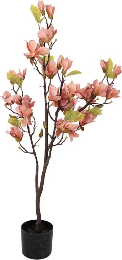Dekoračný stromček Magnolia s lososovými kvetmi - 20*15*120 cm