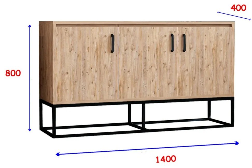 Komoda Aden 140 cm borovica atlantická