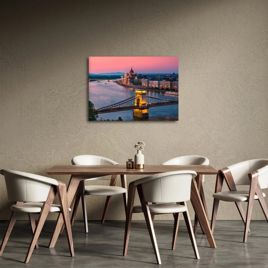 Obraz - Panorama mesta, Budapešť, Maďarsko (70x50 cm)