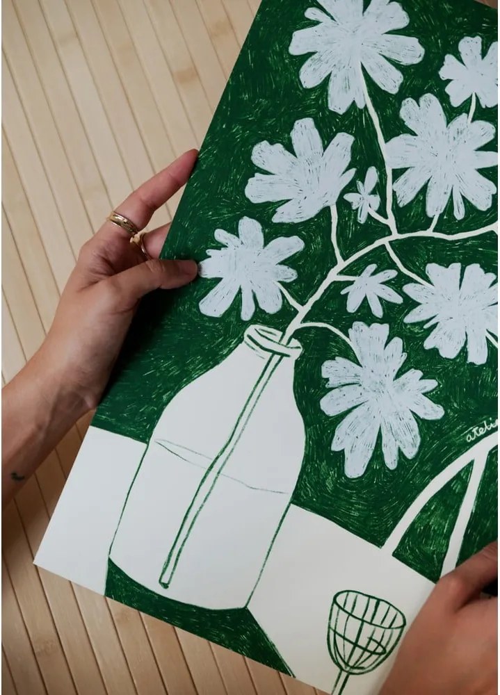 Plagát 30x40 cm Blue Flowers &amp; Red Wine – Anouk van Cleef – The Poster Club