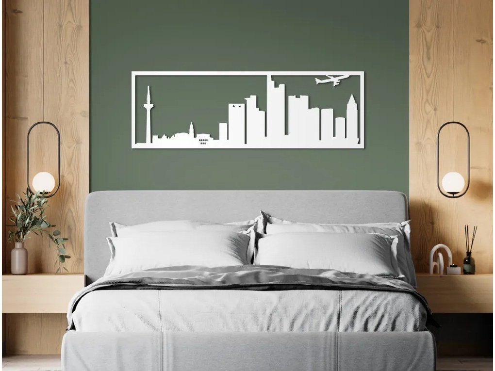 drevko Obraz Frankfurt panoráma Rozmer obrazu: 29,5 x 89 cm, Farba dekorácie: Čierna
