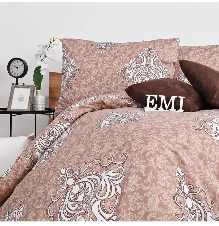 Obliečky bavlnené Rosina hnedé EMI, Štandardný set jednolôžko obsahuje 1x 140x200 + 1x 70x90