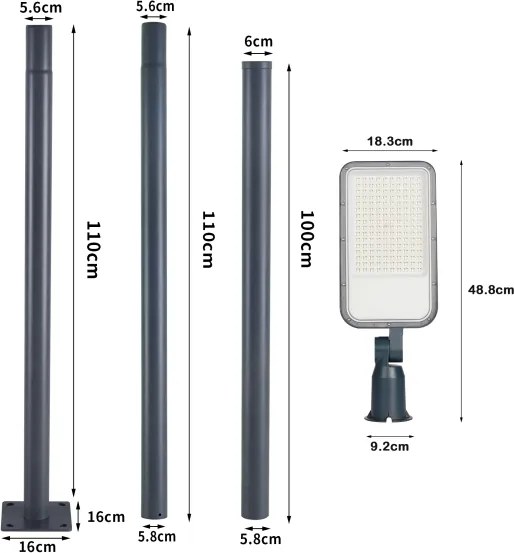 Brilagi-LED Vonkajšia lampa so stĺpom a kl. 3 m URBANLIGHT LED/100W/230V antracit IP65