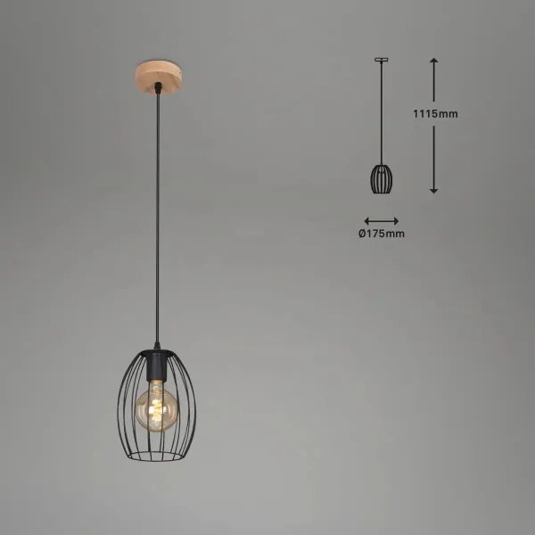 Luster na lanku 1xE27/60W/230V čierny