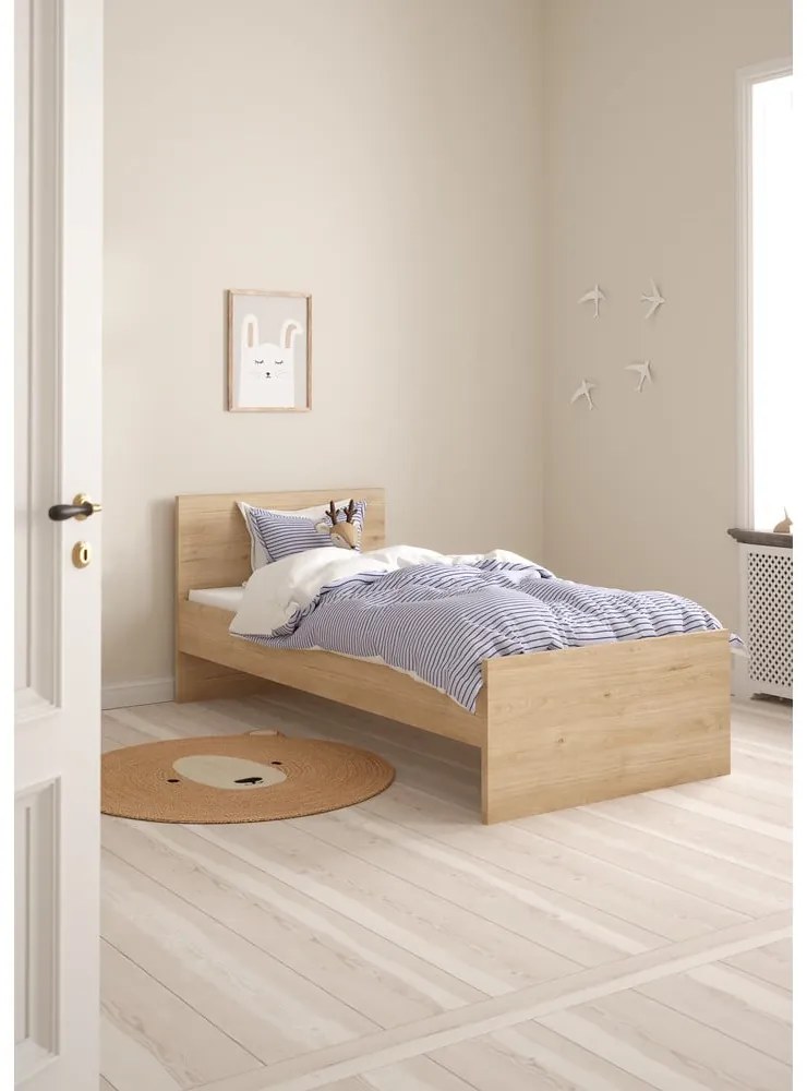 Jednolôžková posteľ v dekore duba v prírodnej farbe 90x190 cm Naia – Tvilum