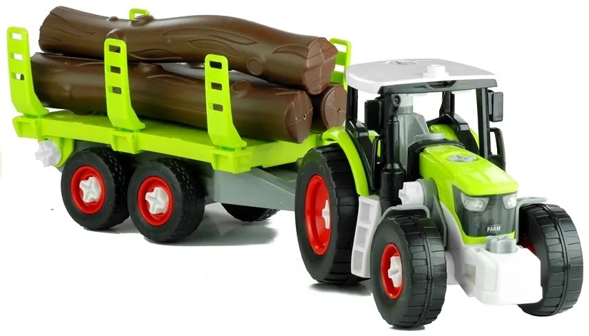 LEAN TOYS Traktor s prívesom na drevo