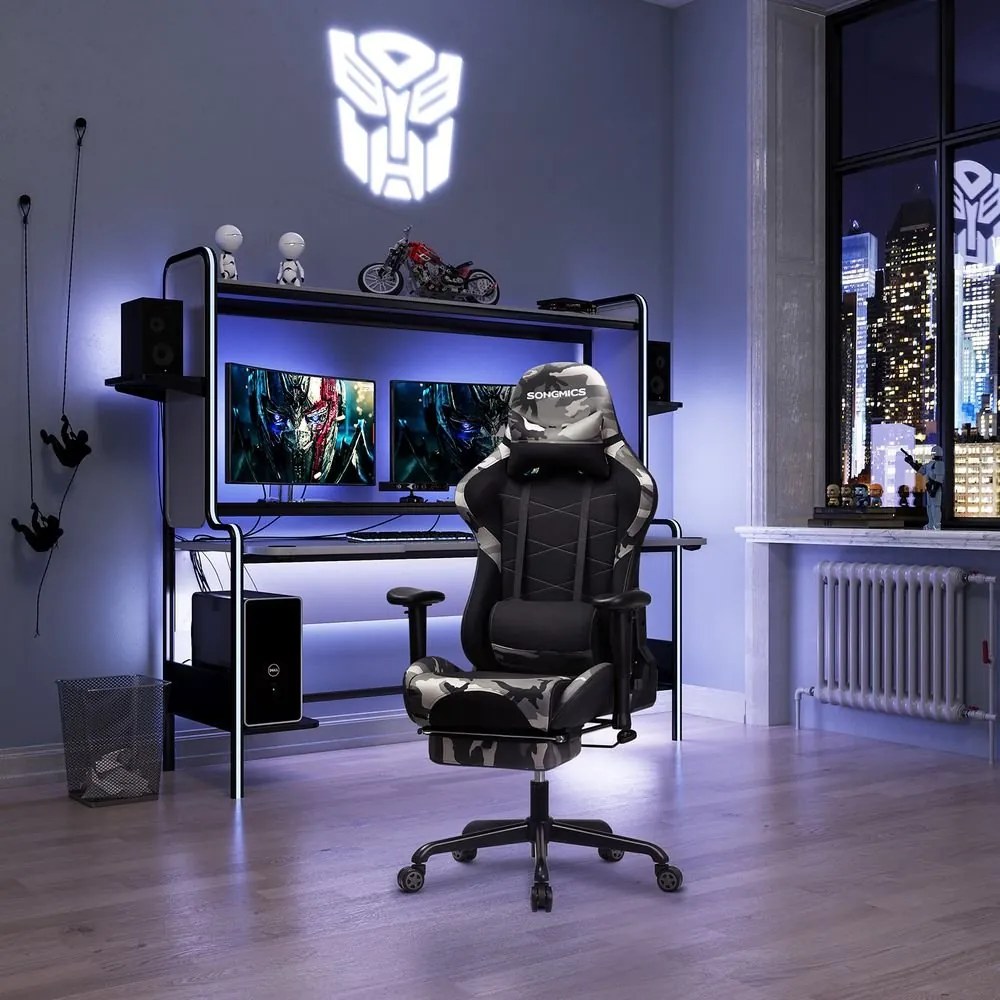 SONGMICS Herná stolička s opierkou na nohy RCG52GYV1