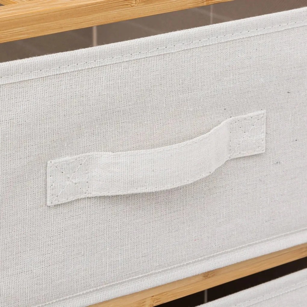 Polička do kúpeľne Tidy Box3, biela/s drevenými prvkami