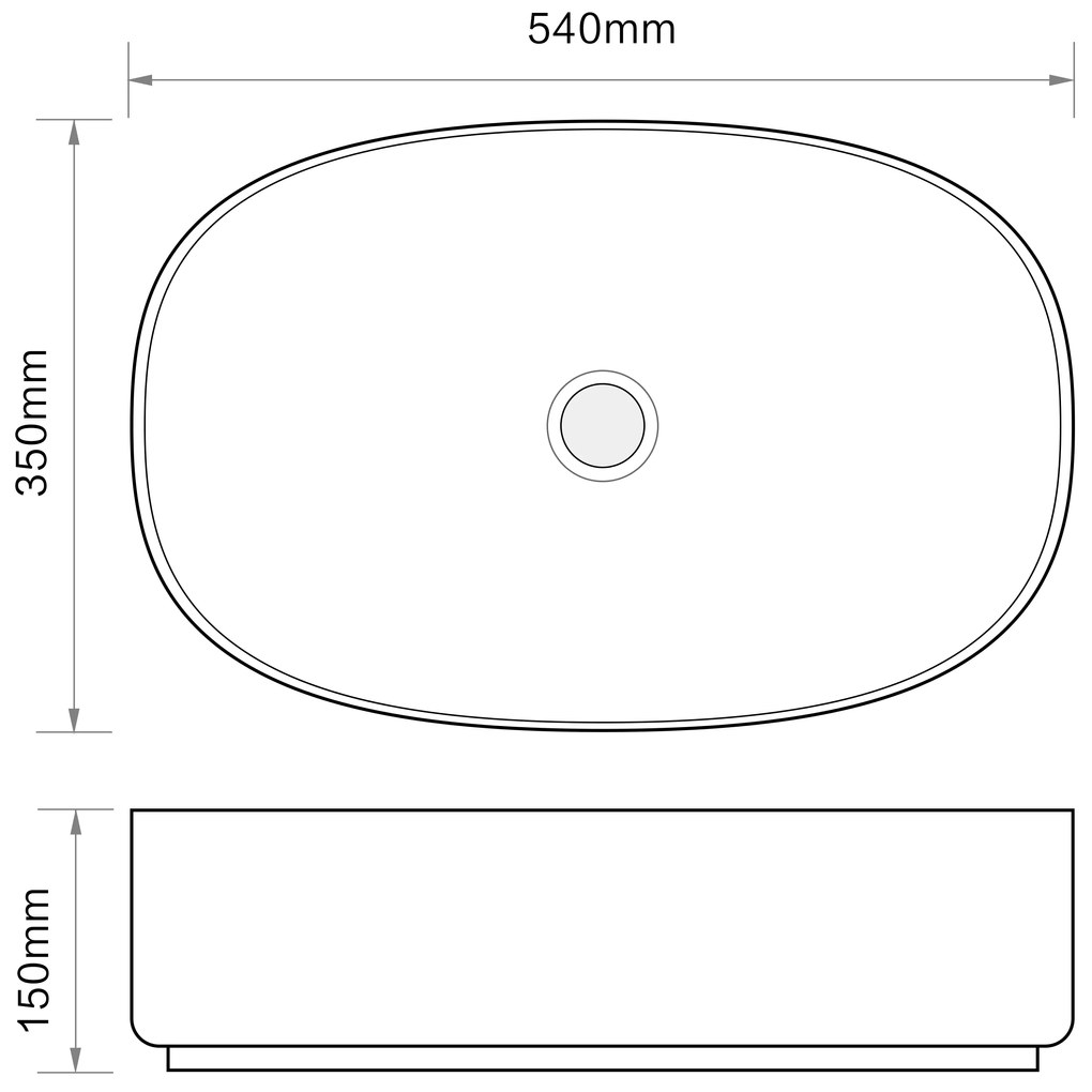 Erga Ciele, umývadlo na dosku 540x350x150 mm, biela lesklá, ERG-V03-9683-WH