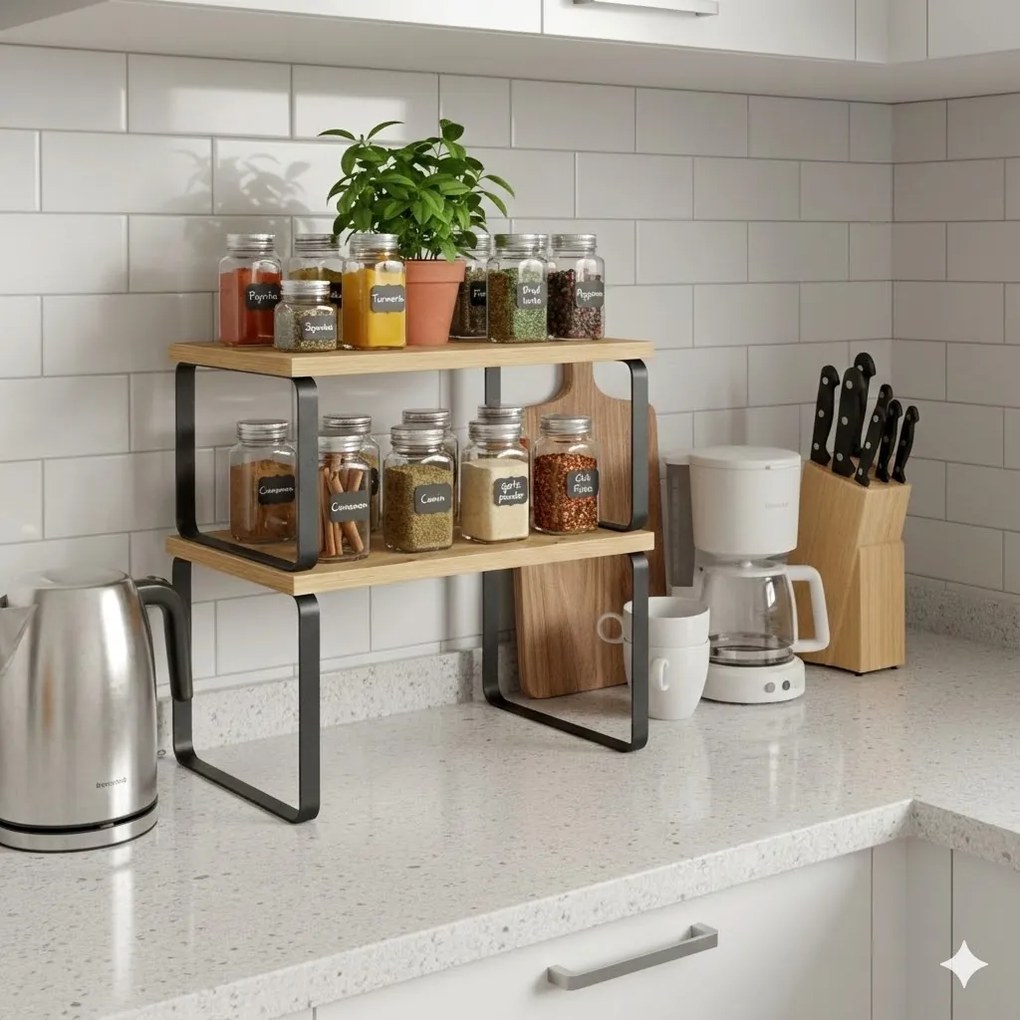 Sada 2 kuchynských poličiek MARZO, dub artisan/čierna