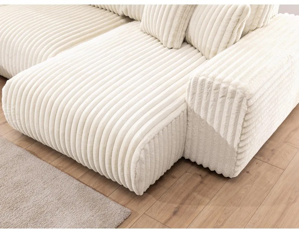 Krémová menčestrová rohová pohovka (ľavý roh/do tvaru "U") Justin – Ropez