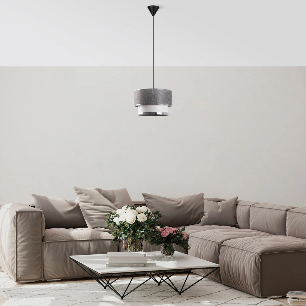 Závesný luster Cake sivý/zlatý