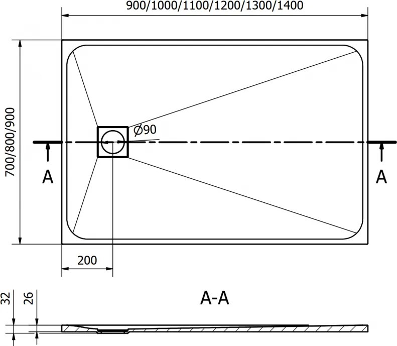Mexen Bert, SMC obdĺžniková sprchová vanička 100 x 80 cm, biela, 4K108010