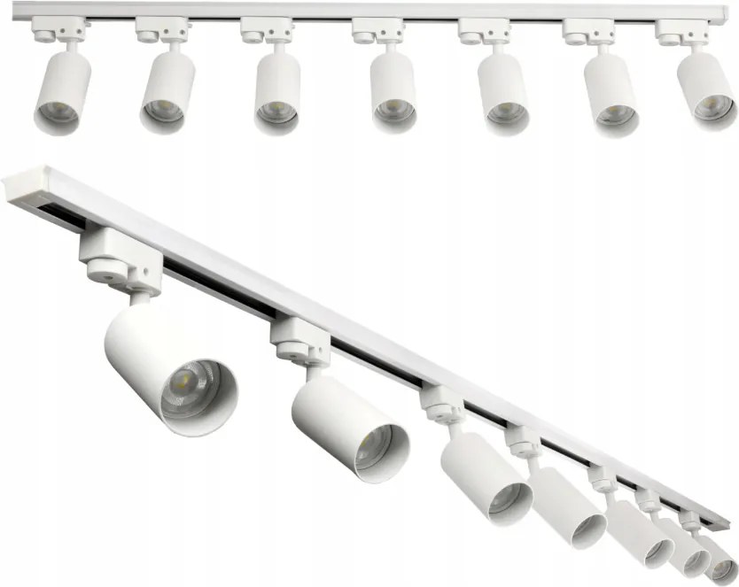 LED koľajnica 2m + 7x GU10 bodové žiarovky - sada