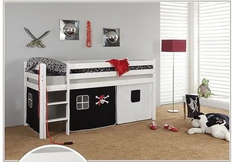 Detská vyvýšená posteľ PIRÁTI bieločiernej - BIELA