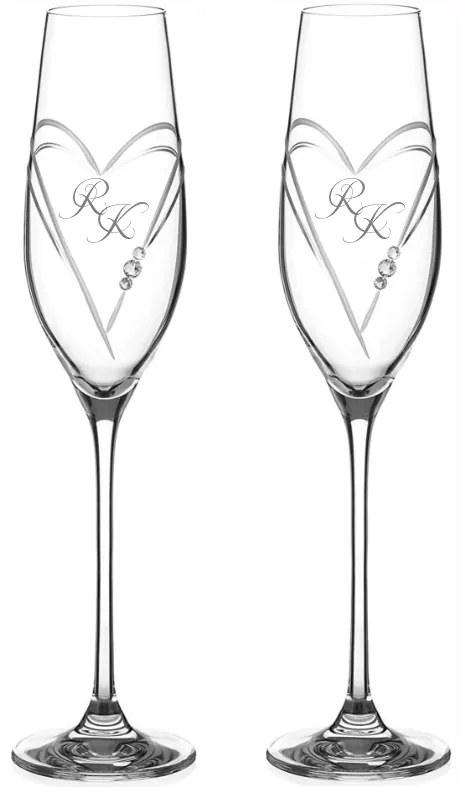 Dekorant Svadobné poháre na šampanské Aphrodite s krystaly Swarovski 2KS VARIANTA 2