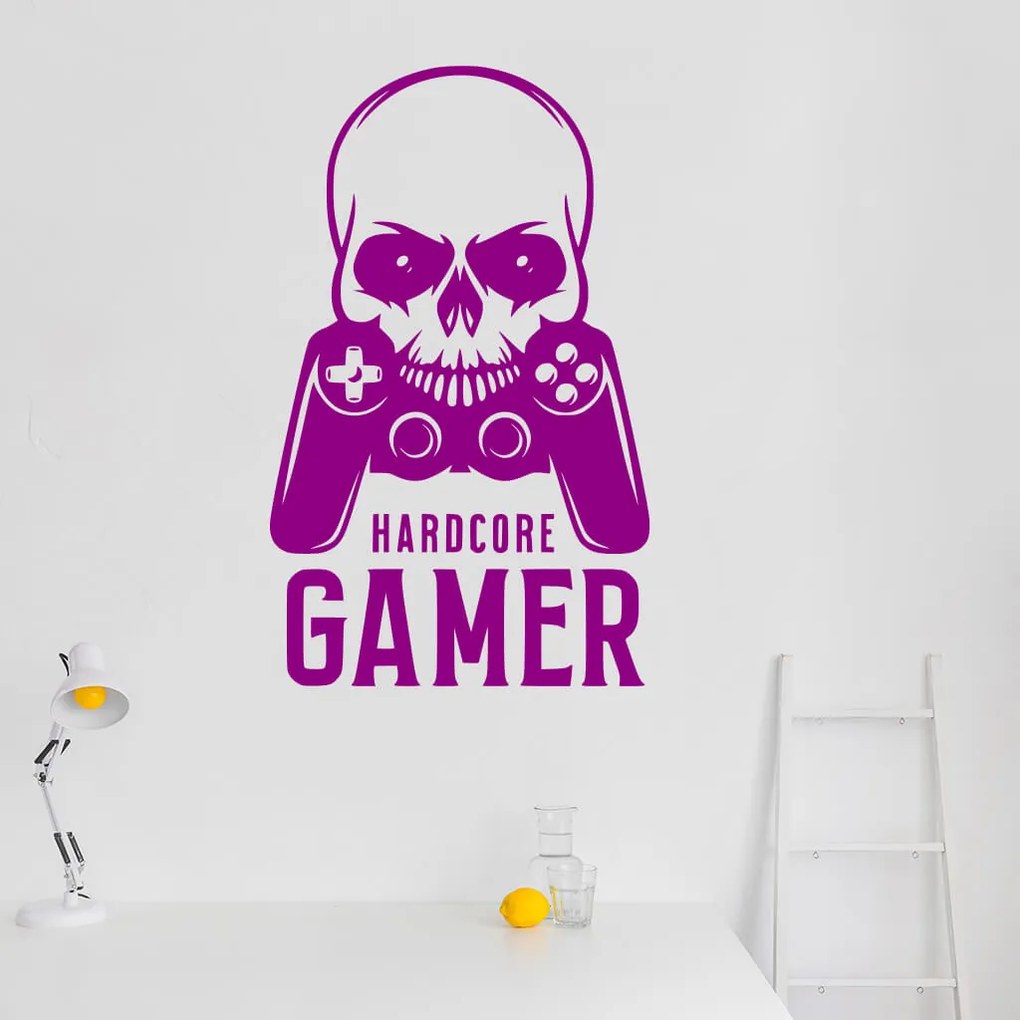 Veselá Stena Samolepka Hardcore Gamer Farba: modrá, Veľkosť: 80 x 49 cm