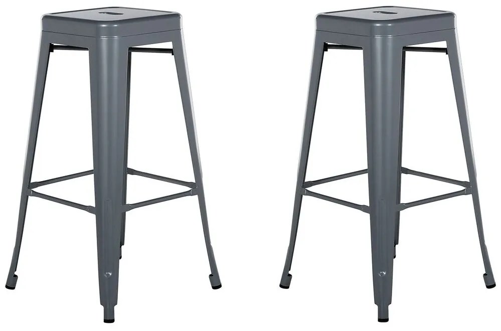 Sada 2 oceľových barových stoličiek 76 cm sivá CABRILLO  Beliani