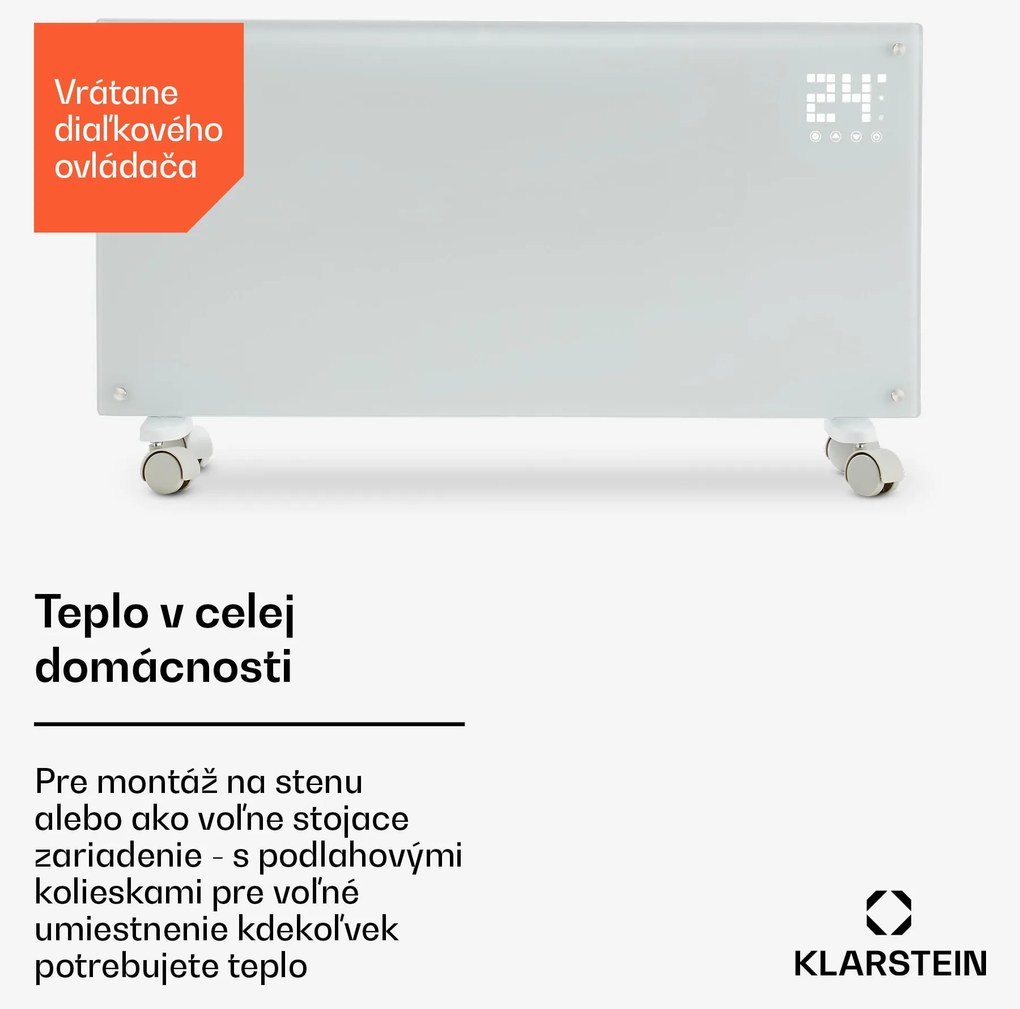 Klarstein Bornholm, konvektor, 2000 W, LED displej, 2 stupne ohrevu, biely