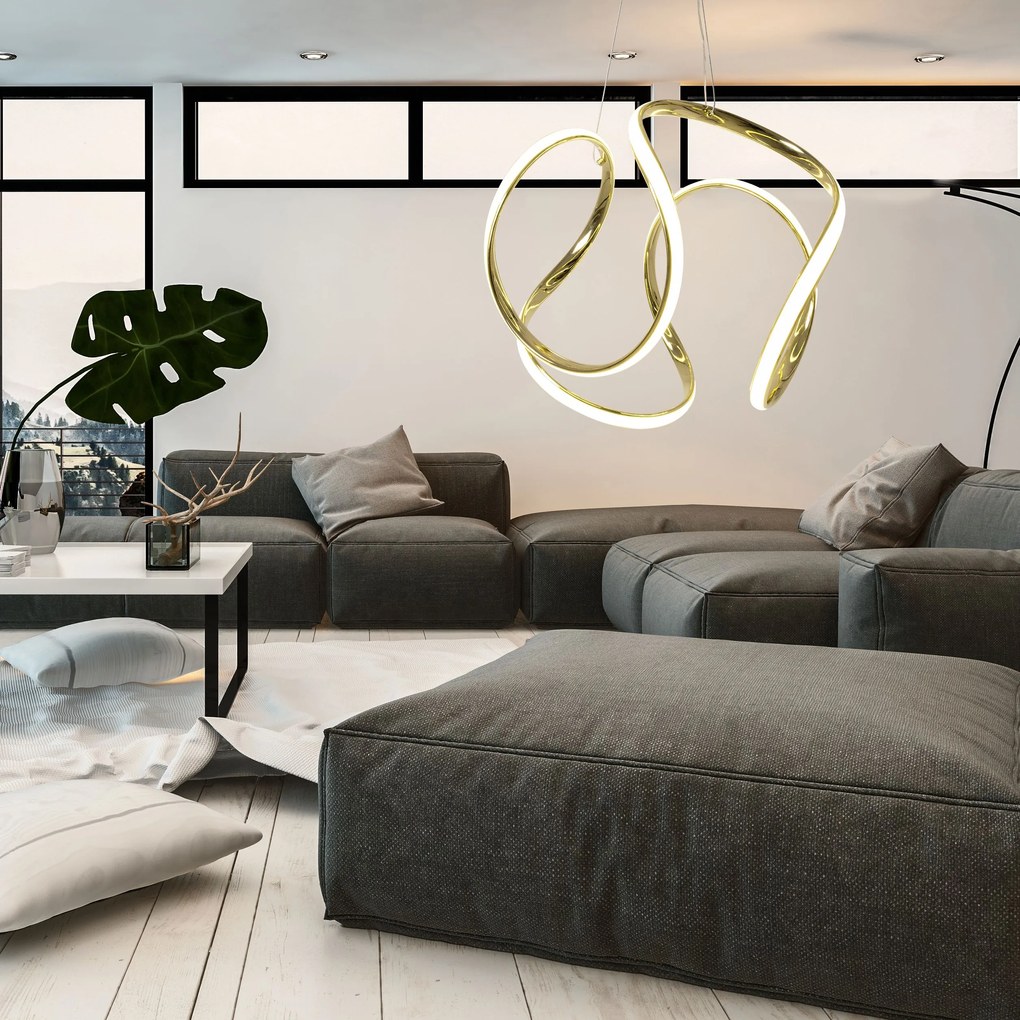 Toolight Toolight, LED závesné svietidlo + diaľkový ovládač 60W APP386-CP, zlatá, OSW-06902