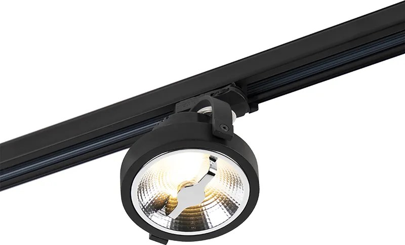 LED 3-fázové koľajnicové bodové svetlo čierne 15W 2700K vrátane AR111 - Expert
