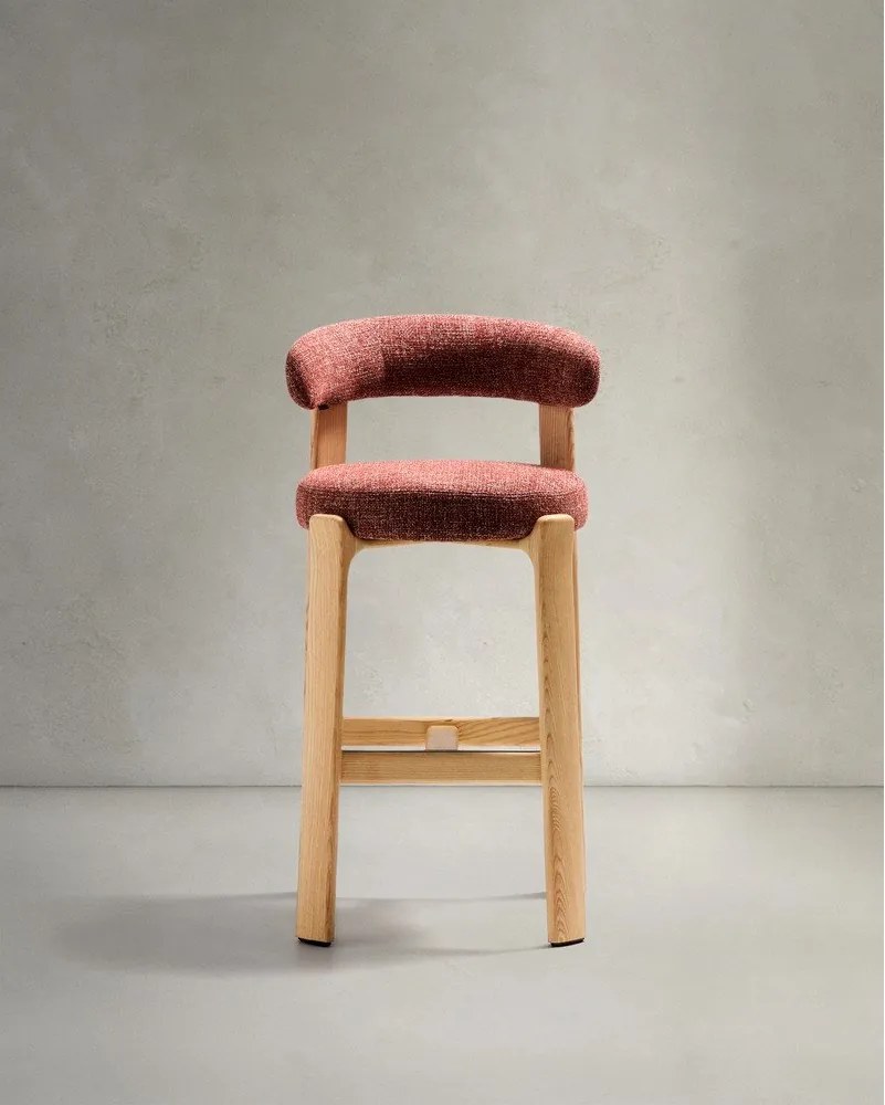 Barová stolička z jaseňového dreva v terakotovej farbe/v svetlo prírodnej farbe (výška sedadla 75 cm) Granite – Kave Home