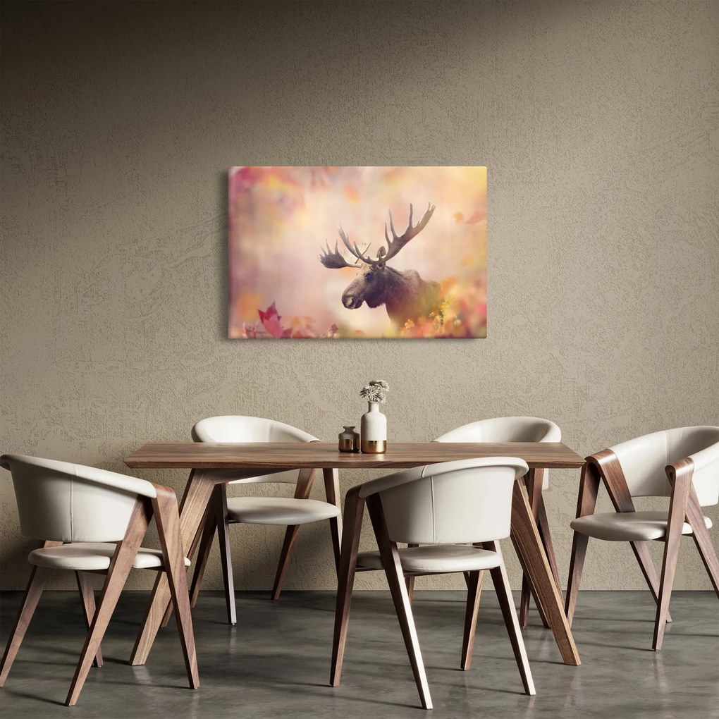 Obraz - Sob v jesennom lístí (90x60 cm)