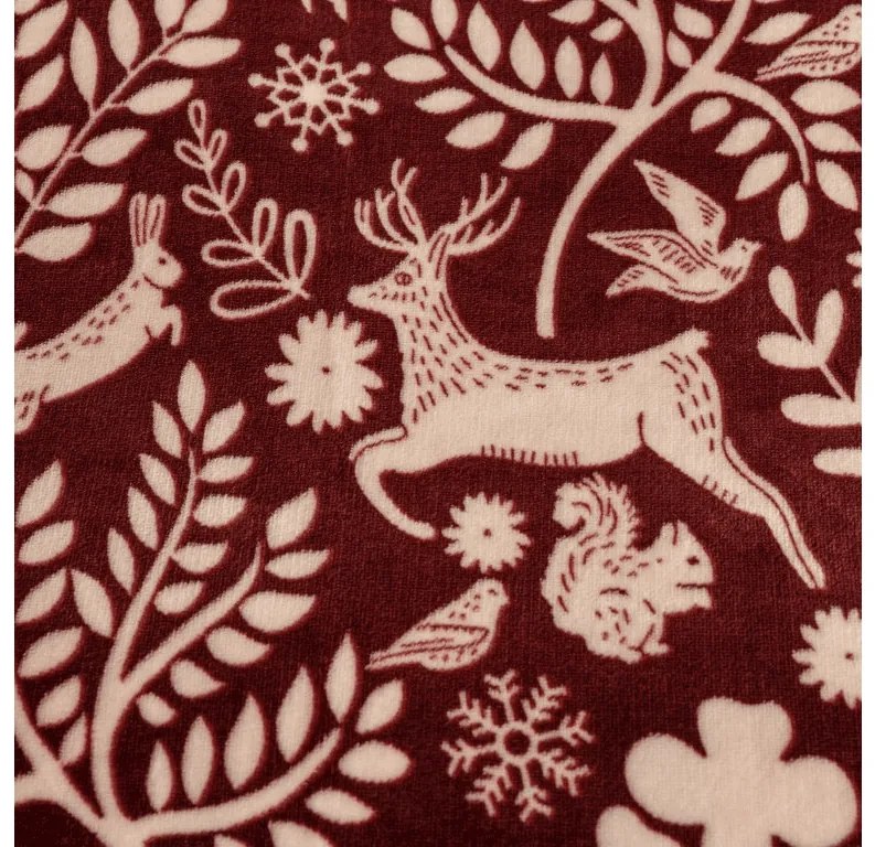 Obliečky mikroplyš FOREST ANIMALS vínové Rozmer obliečky: 70 x 90 cm | 140 x 220 cm