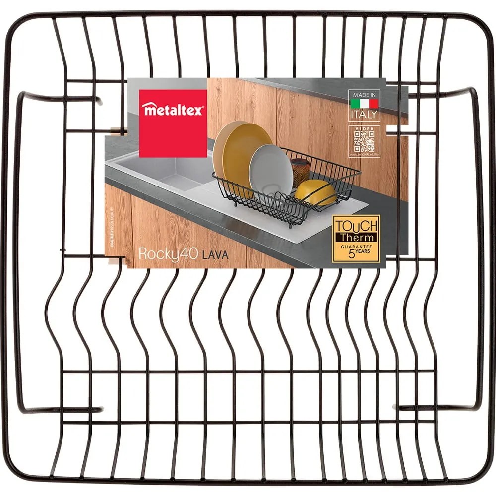 Čierny odkvapávač z antikoro ocele Metaltex Square Lava