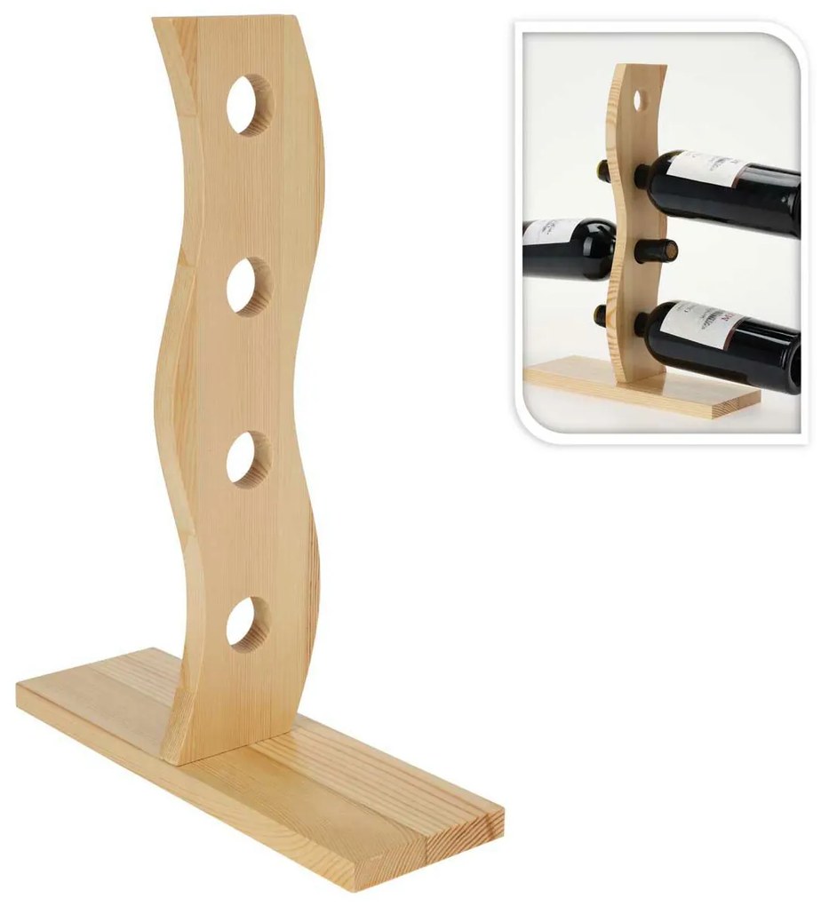 STOJAN NA VÍNO WAVE 40X10X30 CM BOROVICA