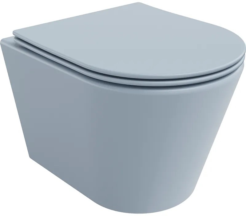 Mexen Rico, závesné WC Rimless s WC doskou slim, duroplast, šedá-modrá matná, 30724069