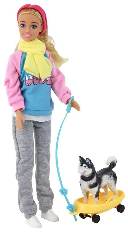 Lean Toys Bábika Anlily so psíkom Husky