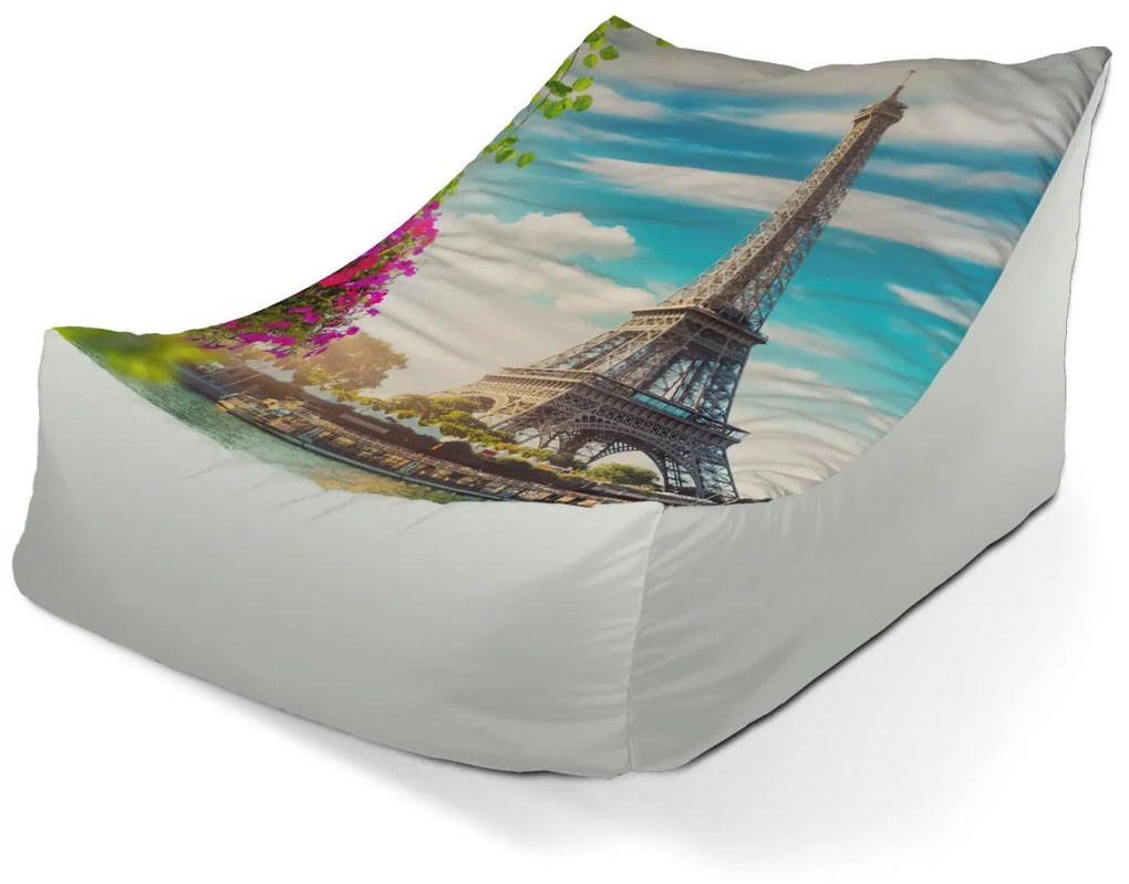 Sablio Sedací vak Lounge Paríž Eiffelova veža Mraky - 80 x 95 x 50 cm