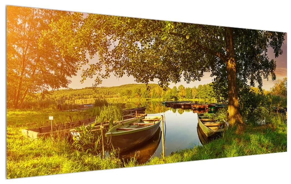 Letný obraz loďky na jazere (120x50 cm)