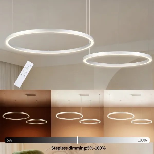 Brilagi - LED stmievateľný luster na lankách PORTOFINO LED/98W/230V strieborný + diaľkové ovládanie