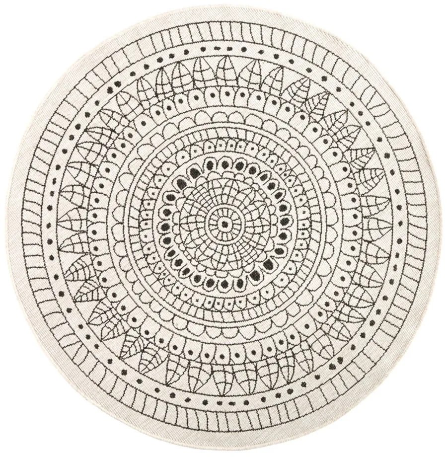 Čierno-krémový vonkajší koberec NORTHRUGS Porto, ⌀ 140 cm