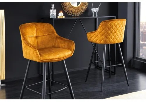 Barová stolička Euphoria 43687 Zamat - Žltá  - Komfort-nábytok