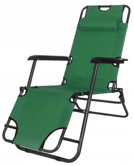 SPRINGOS Záhradné polohovacie kreslo SPRINGOS RELAX zelené