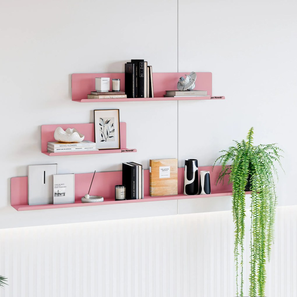 Poličky na stenu JOANNE 1200 mm, Fresh Style: púdrovo ružová