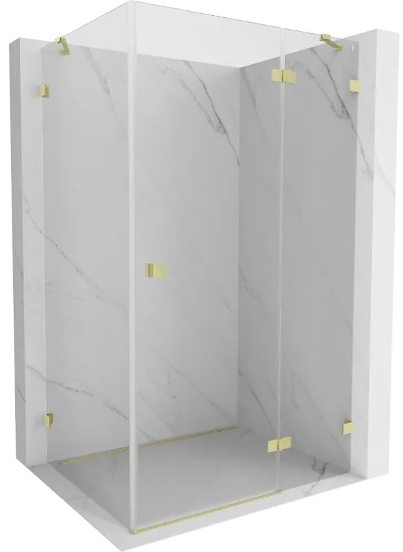 Mexen Lunar, pravostranný výklopný sprchový kút 95 x 80 cm, 8mm číre sklo, zlatý kartáčovaný - 834-095-080-55-00-P