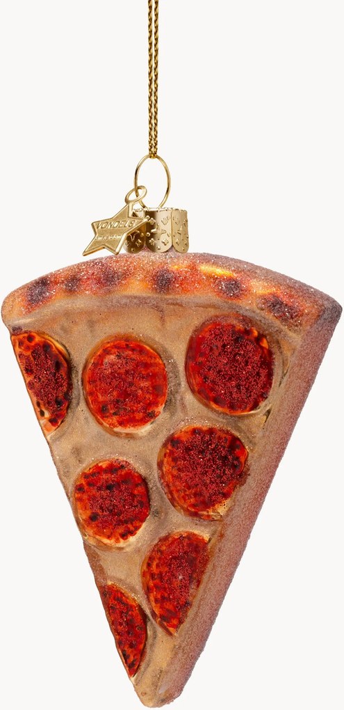 Ručne fúkaná vianočná ozdoba Pizza Slice